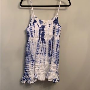 Blue + White tie dye mini sundress cover up